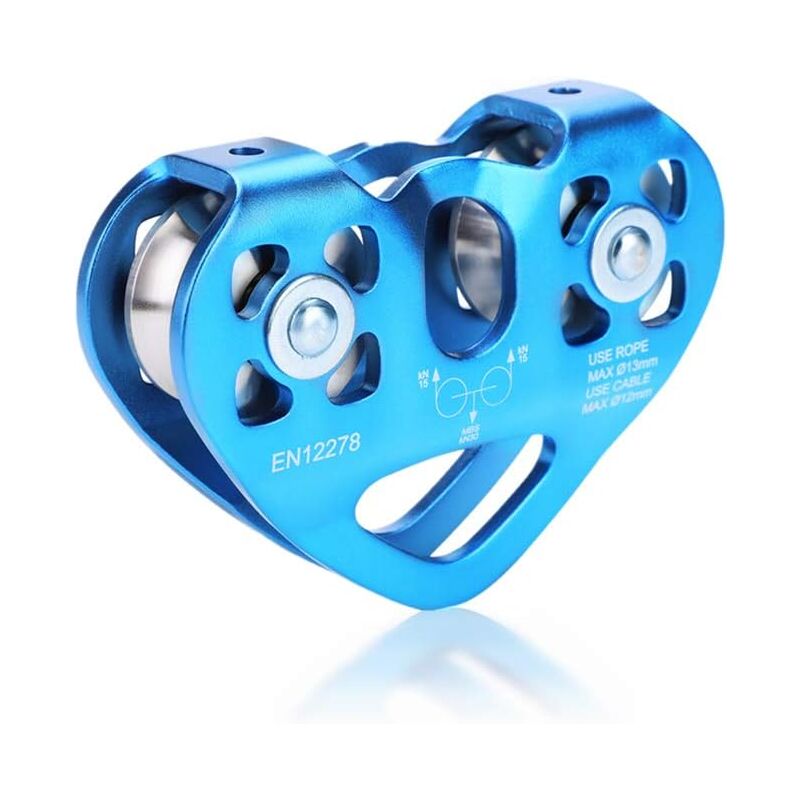 Double Poulie Tyrolienne 30kN Tandem Poulie Escalade pour Câble Chariot Escalade Spéléologie Rescue - Gabrielle