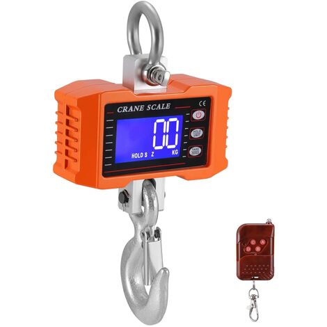 VEVOR Balance électronique pour Grue 1000 kg, Balance à Grue Orange,  Sensible écran Lecture LED Facile à Utiliser Précise échelle Accrochant  Résistante en Aluminium de Digital