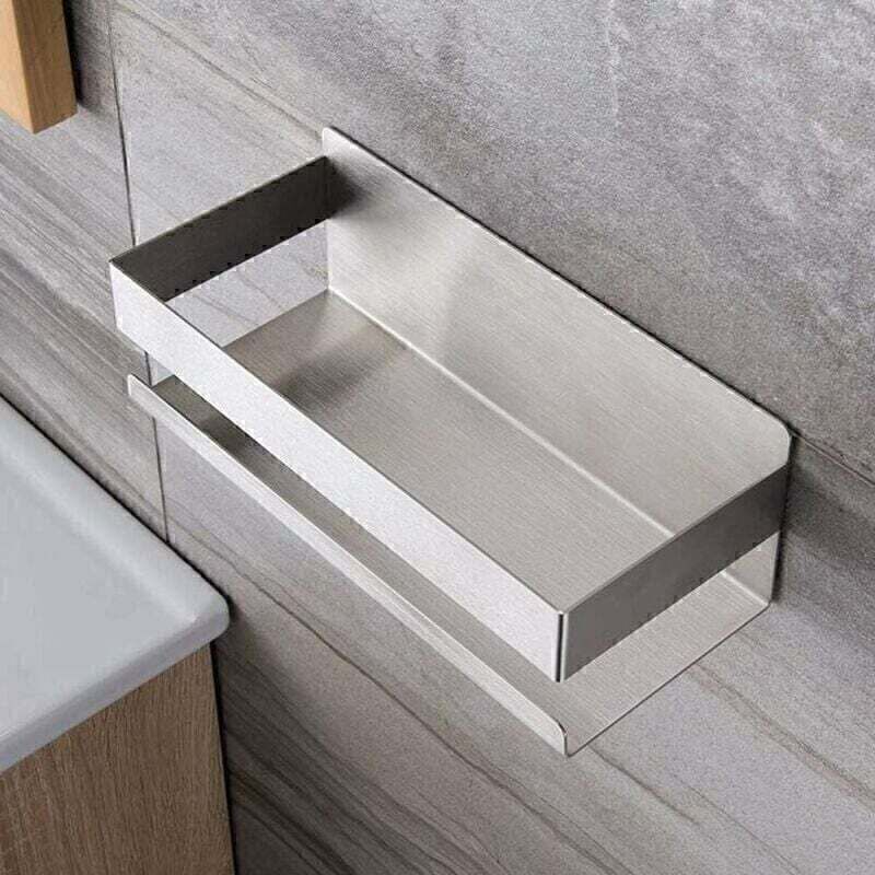 Tagère Étagère Douche Étagère Murale Salle de Bain Support Rangement Acier Inoxydable 20cm - Gabrielle