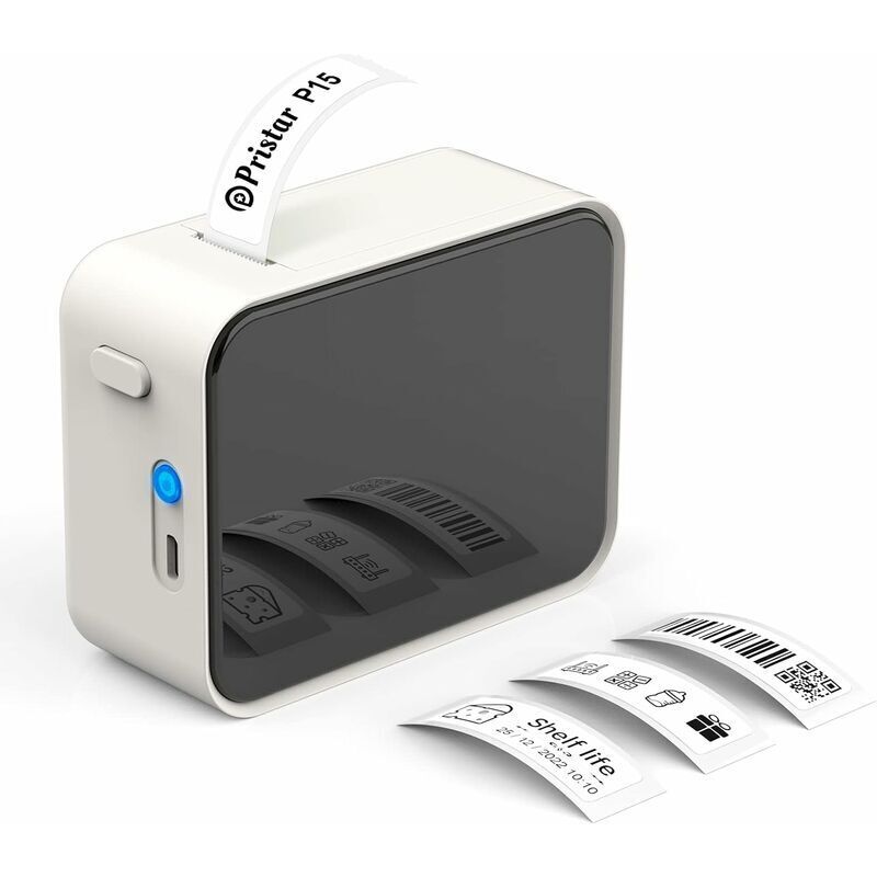 Tiqueteuse Bluetooth, P15 Mini Imprimante Etiquette Autocollante, Etiqueteuse Imprimante Portable Thermique, app Connexion, Compatible avec iOS et Tiqueteuse Bluetooth, P15 Mini Imprimante Etiquette Autocollante, Etiqueteuse Imprimante Portable Thermique, app Connexion, Compatible avec iOS et