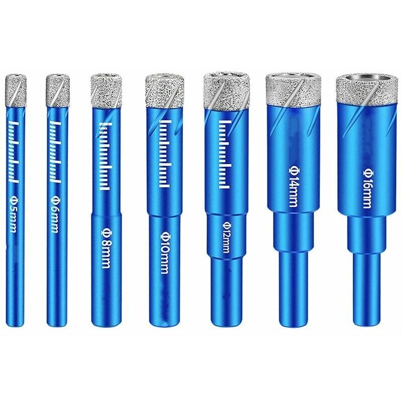 Gabrielle - Forets Diamantés, 7 Pcs Foret Diamant Jeu de forets pour carrelage Foret à métaux 5/6/8/10/12/14/16mm Ouvre-trou Forets Mèches diamant