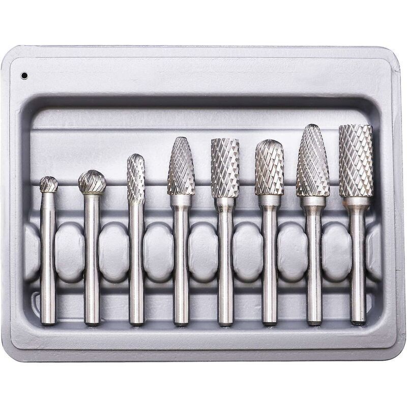 Fraises rotatives, fraises en tungstène à double coupe, 8 pièces fraises rotatives en carbure de tungstène à double coupe - Gabrielle