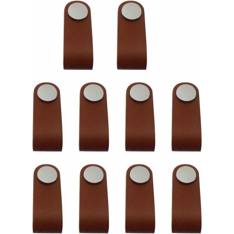 Gabrielle - Furniture Handle Leather Furniture Handle Brown Knob Cabinet Handle Leather Buckle Handle Cabinet Knobs Furniture Knobs, 10 Pieces