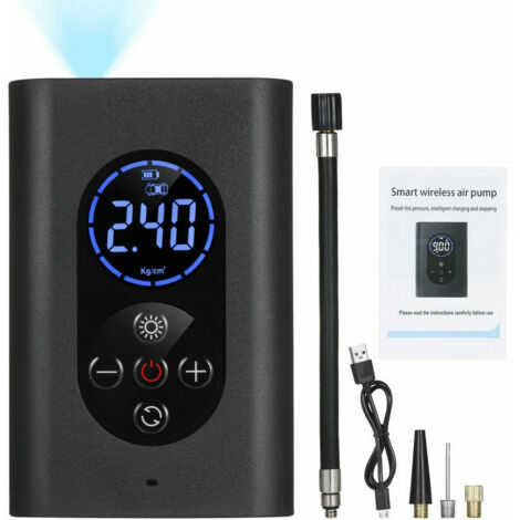 GABRIELLE Gonfiatore per pneumatici Compressore d'aria portatile 150 PSI Pompa d'aria elettrica con manometro Luce LED 4000 mAh Power Bank ricaricabile tramite USB Spegnimento automatico per auto Bici
