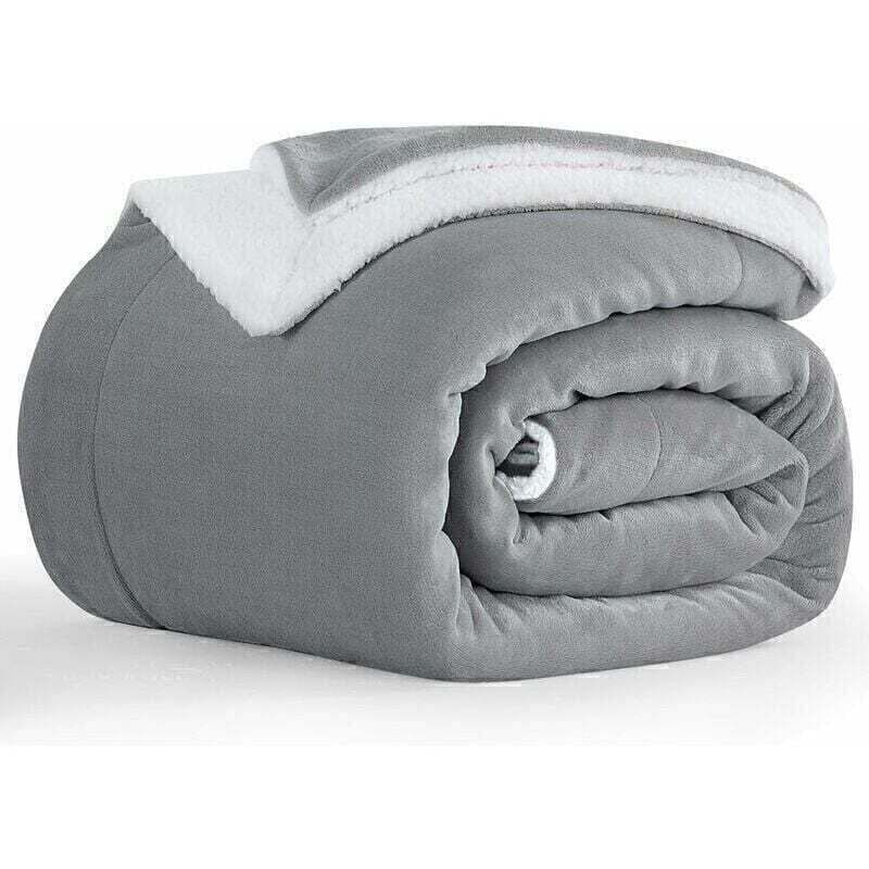 Couverture Polaire Grise - Couverture en Sherpa - pour canapé - Chaude - pour l'hiver (Gris, 130x150cm) - Gabrielle