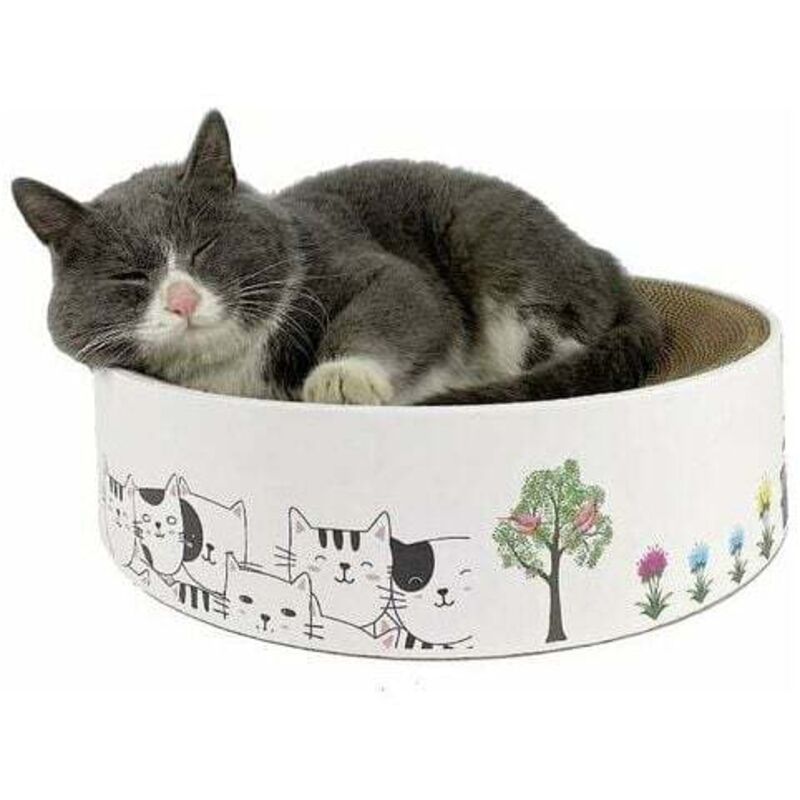 Gabrielle - Grattoir Chat Carton, Griffoir pour Chat Rond Papier Ondulé, Multifonction Haute Densité Chat Scratcher Carton Recyclable Scratching Pad,