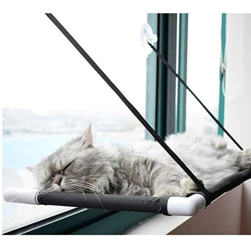 Hamac pour chat, Hamac suspendu pour chat, Hamac de fenetre pour chat, Panier, Lit, Coussin, Canapé Lavable pour chat Noir 60x31cm - Gabrielle