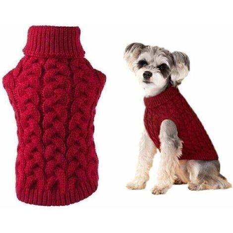 GABRIELLE Haustierpullover, warme Hundepullover, Katzenkleidung, Haustier-Hundepullover, Hundekleidung, kleine Hundepullover, kleine Hundekleidung, Pullover für Hunde, Welpen und Katzen, Rot, M