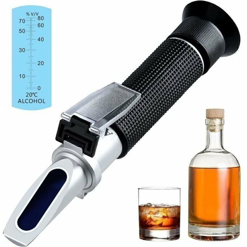 Gabrielle - High Precision Alcohol Refractometer 0-80% v/v, Portable Alcohol Content Measuring Tool, Handheld Refractometer Alcohol Meter for