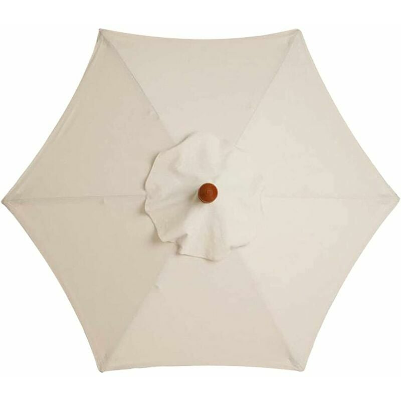Housse de rechange pour parasol, 6 baleines, 3 m, imperméable, anti-UV, tissu de rechange, blanc crème - Gabrielle
