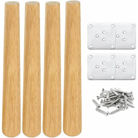 GABRIELLE - Juego de 4 patas de mesa de madera maciza de 30 cm, con placa de montaje y tornillos, para sofá, cama, armario, sillón (verticales)