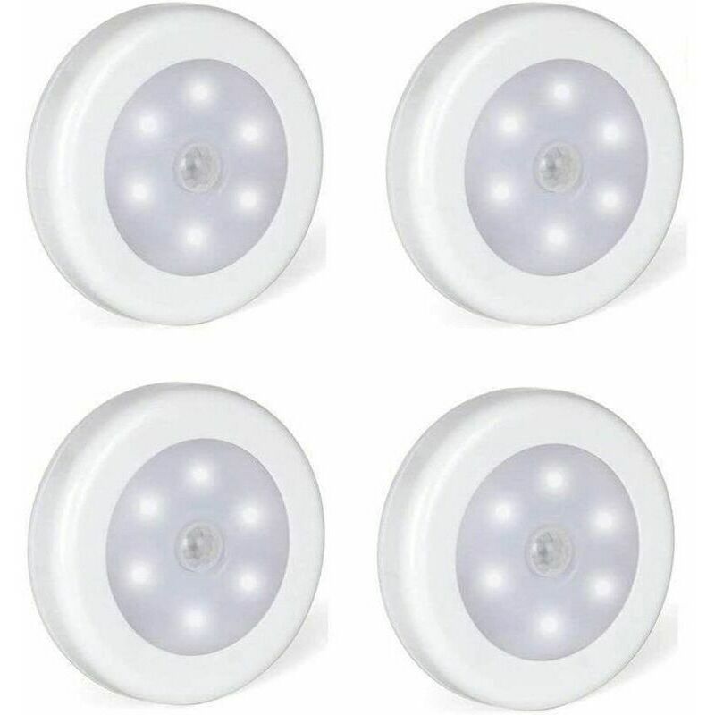 Gabrielle - Lampe adhésive led, Eclairage led Détecteur de Mouvement avec Base Magnétique Lot de 4 (Alimenté par batterie)