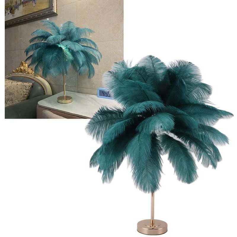 Gabrielle - Lampe de chevet en plumes, Lumière Luxe Et Élégant Abat-Jour Veilleuse Éclairage De Table Pour Salon Chambre Décoration De La Maison,