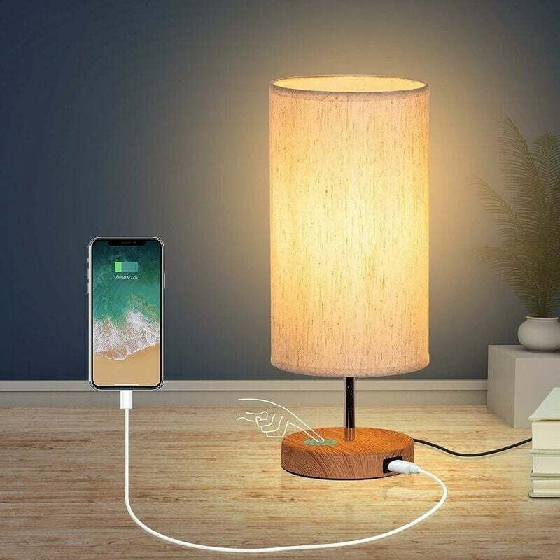 Gabrielle - Lampe de chevet Lampe De Chevet Avec Ports De Charge Usb, Contrôle Tactile 3 Températures De Couleur Et Lampe De Table Minimaliste