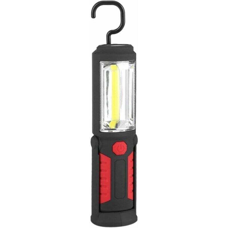 Lampe de Travail led Rechargeable avec Magnétique Lampe de Torches de led 2200mAh led 650Lm 3W pour Auto Garage Atelier Camping Bricolage (Red)