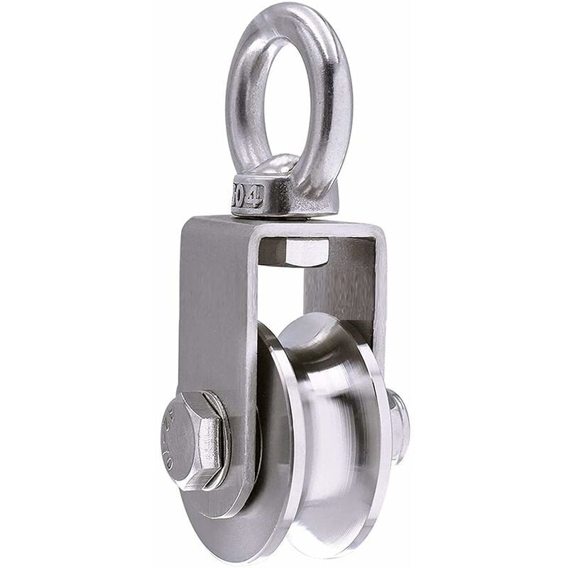 Lifting pulley 350 kg with 2 bearings, rope pulley, 48 mm 304 stainless steel pulley - Gabrielle