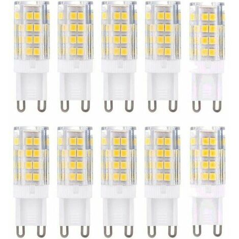 GABRIELLE Lot de 10 ampoules LED G9, blanc chaud 3000 K 5 W équivalent à des ampoules halogènes 40 W 420 lumens non dimmables.