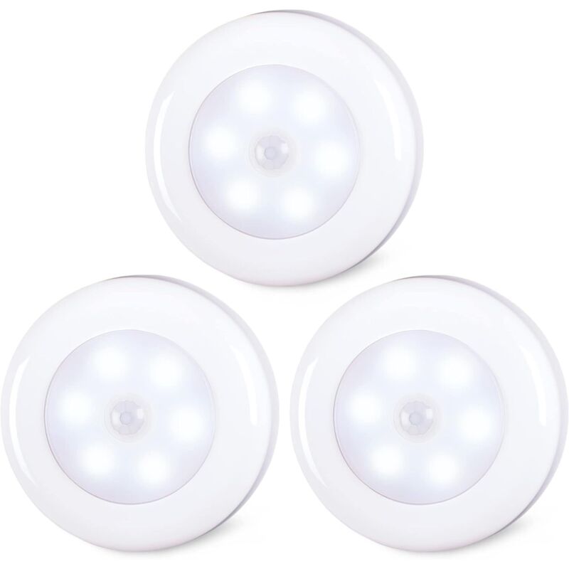 Gabrielle - Lot de 3 lampes à détecteur de mouvement pour l'intérieur, à coller, fonctionnement à piles, lumière led sans fil pour armoire, Gabrielle - Lot de 3 lampes à détecteur de mouvement pour l'intérieur, à coller, fonctionnement à piles, lumière led sans fil pour armoire,