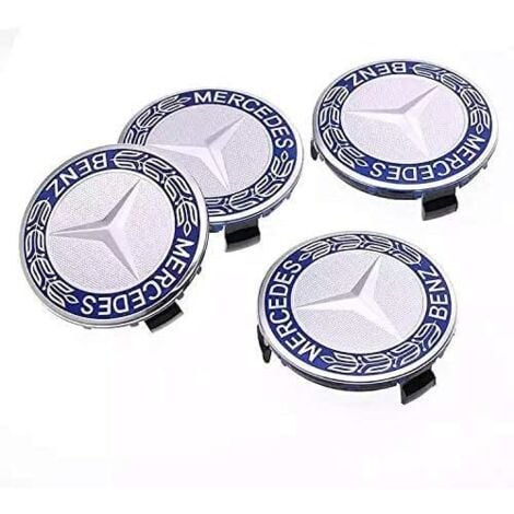 GABRIELLE Lot de 4 cache-moyeux compatibles avec Mercedes Benz 75 mm - Bleu