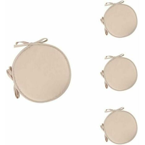 GABRIELLE Lot de 4 Rond Coussin de Siège Coussins de Chaise Rond Galettes de Chaise Coussin pour Salle à Manger Jardin Maison Bureau Cuisine(beige)
