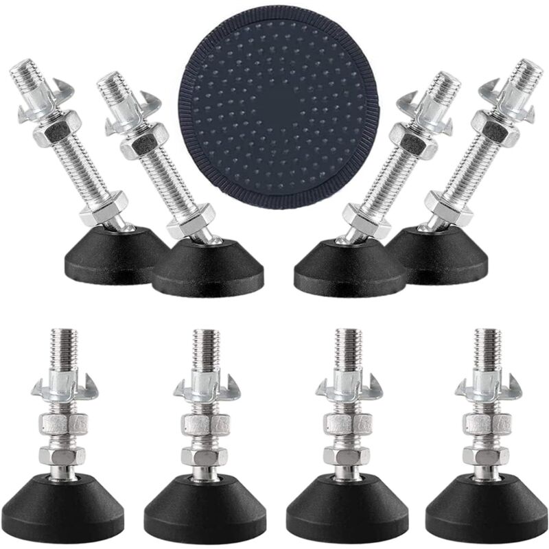 Lot de 8 pieds de nivellement M8 x 50 x 50 mm, capacité de charge de 450 kg, pieds pivotants réglables en hauteur pour meubles. - Gabrielle Lot de 8 pieds de nivellement M8 x 50 x 50 mm, capacité de charge de 450 kg, pieds pivotants réglables en hauteur pour meubles. - Gabrielle