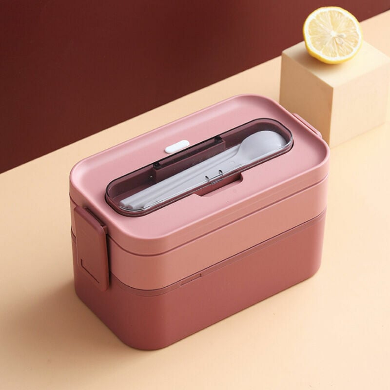 Gabrielle - Lunch Box Isotherme, Bento Lunchbox-1600ML, Boîte à Déjeuner avec Couverts, Anti-Fuite Bento Box Avec 2 Compartiments Boîte Repas en
