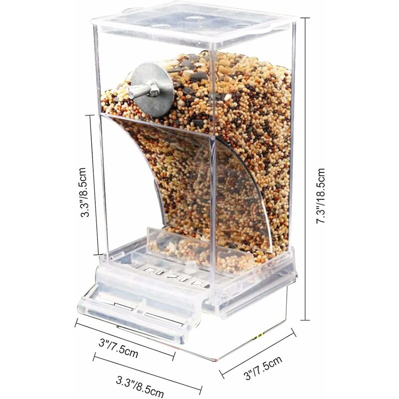 Gabrielle - Mangeoire à Oiseaux Automatique - Transparent Mangeoire/Comodor Interieur Exterieur pour Oiseau en Acrylique, Grai-nes pour Oiseaux,