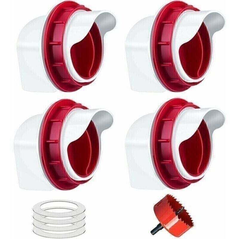 Gabrielle - Mangeoire Poules 4 Ports, Mangeoire Poule Automatique, diy Mangeoire à volaille Gravité Kit pour Seaux Tonneaux Bacs