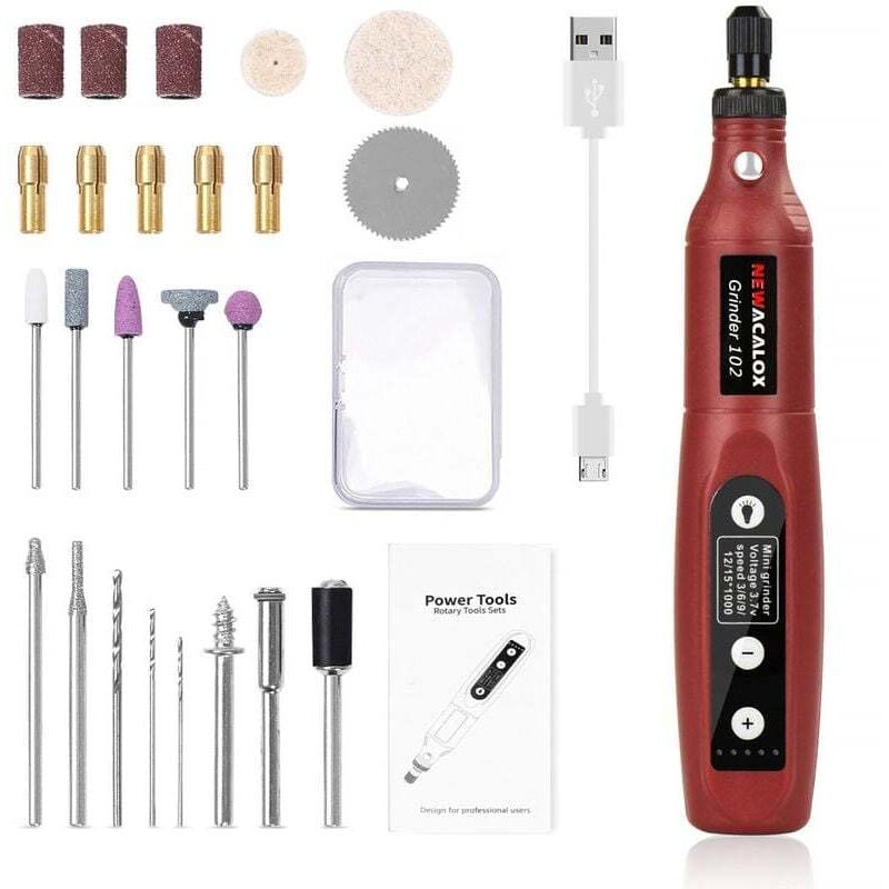 Gabrielle - Mini Perceuse Outil Rotatif Multifonctionnel 5 Vitesses 3000-15000rpm led Mini Perceuse Sans Fil usb Rechargeable pour diy, Polissage,