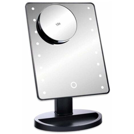GABRIELLE Miroir De Maquillage Led Schramm® Noir Avec Grossissement 10X Miroir De Maquillage Avec Miroir De Maquillage Led Avec Éclairage Miroir Sur Pied Miroir Grossissant Miroir De Salle De Bain Mir