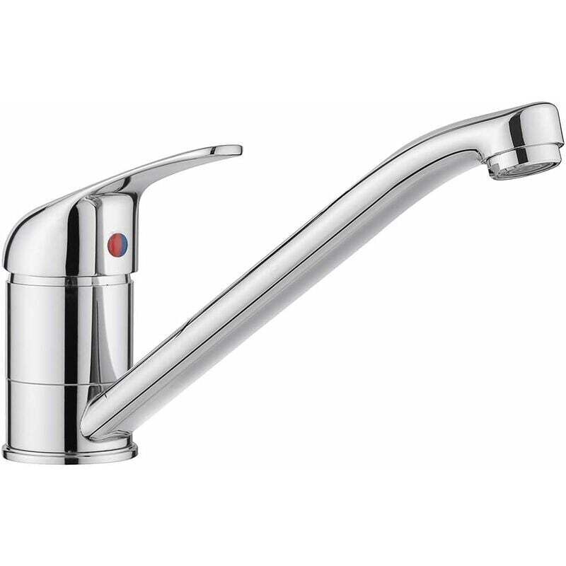 Gabrielle - Mitigeur d'évier de cuisine caravane monobloc levier supérieur long bec pivotant en laiton massif robinet traditionnel chrome