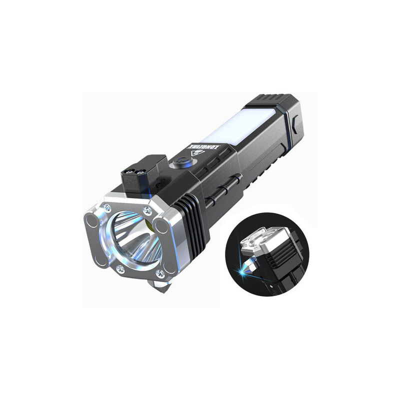 Multifunction Car Flashlight, Car Safety Hammer, Handheld usb Rechargeable Outdoor Searchlight with Strong Light - Gabrielle