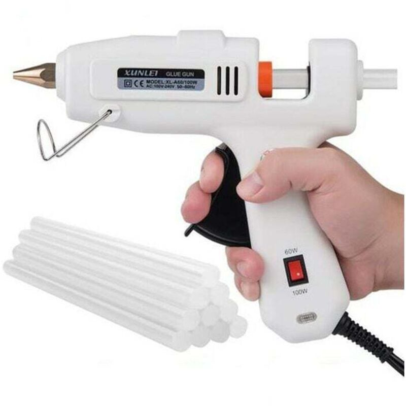 Gabrielle - Pistolet à Colle Chaude Réglable avec 10 Bâtons de Colle Blanc 8x3,9x1,6 pouce Ensemble de pistolets en caoutchouc