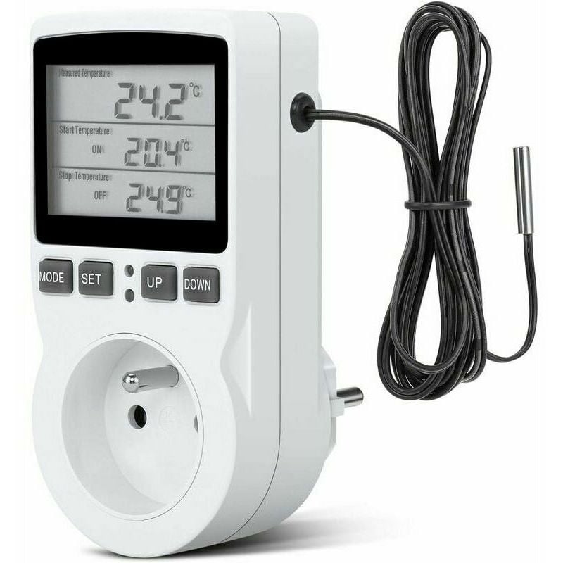 Gabrielle - Prise Thermostat, Prise Minuteur Digital, Prise Programmable Digitale avec Sonde, Minuterie Numérique Programmable, Prise Thermostat