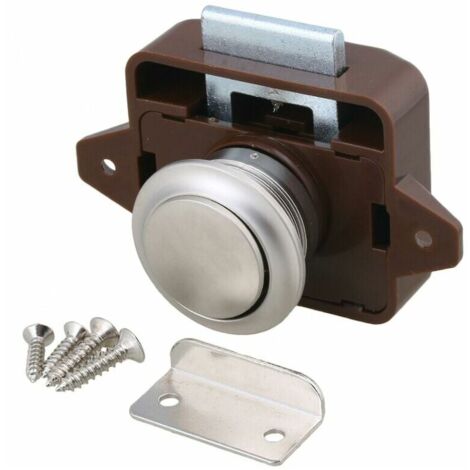 GABRIELLE Push Button Cabinet Latch for Motorhome, Camper, Caravan, Brown, Silver
