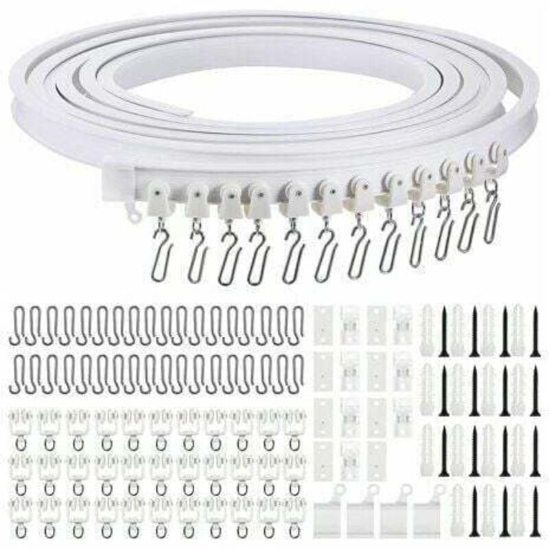 GABRIELLE Rail de rideau incurvé au plafond pliable de 5 mètres Rail de rideau incurvé flexible pour rail de rideau souple pour rail de rideau avec