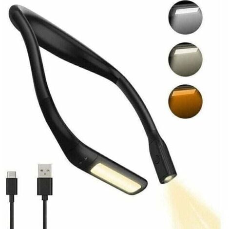GABRIELLE Rechargeable Neck Reading Light, Reading Lamp, Neck Lamp for Reading in Bed, 3 Colors Eye Protection Adjustable Brightness Book Lamp Ergonomic Comfortable Flexible for Knitting Repair