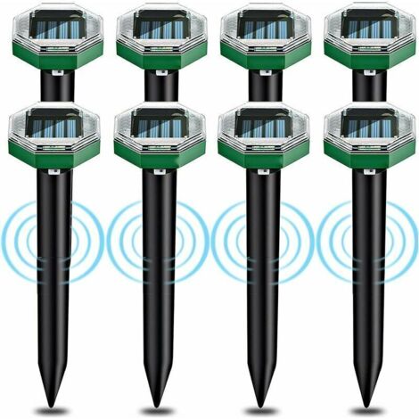 GABRIELLE Repellente per talpe a ultrasuoni solare da 8 pezzi, repellente per talpe a ultrasuoni solare con grado di impermeabilità IP65, adatto per giardini, patii e prati per respingere le talpe