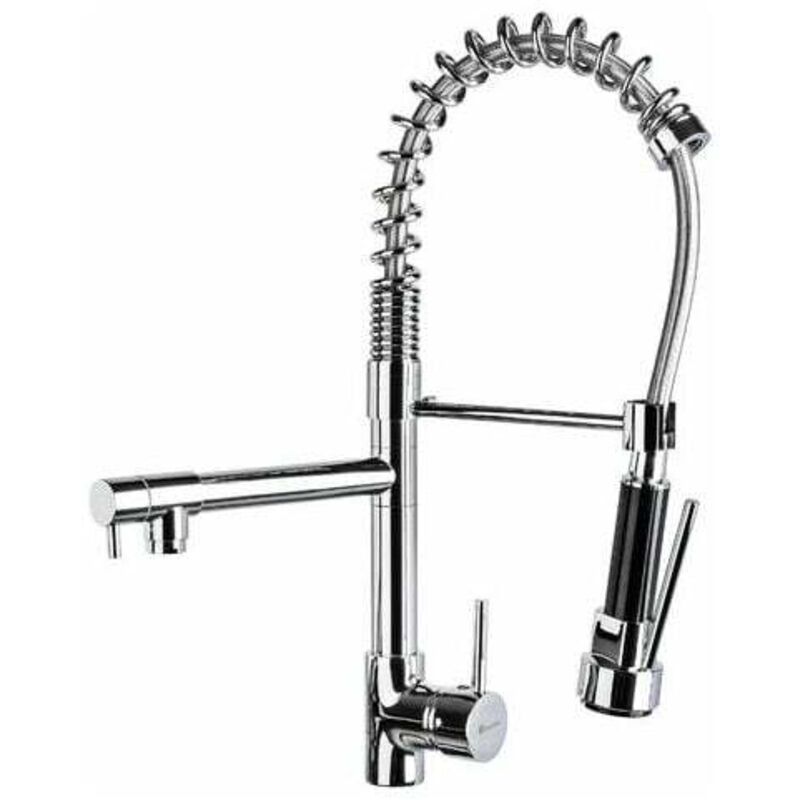 Robinet mitigeur de cuisine Pro Avec douchette et flexibles d'alimentation - Argent - Gabrielle