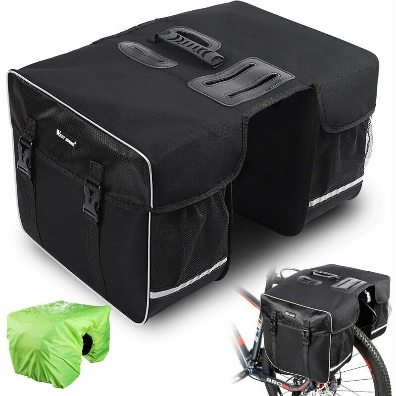 Sac de vélo sac double sacoche porte-bagages, grandes sacoches étanches 30L, sac de coffre arrière avec sangle, sacoche indéchirable pour