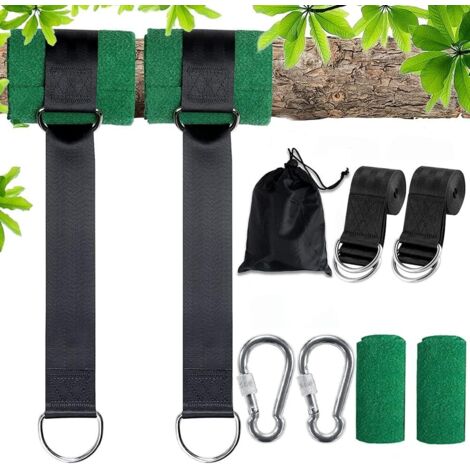 GABRIELLE  Sangle hamac, Sangle balancoire Arbre, Fixation de Balançoire pour Hamac pour Arbres 2 x 150 cm avec D-Ring - Deux Crochets Mousquetons - Charge Max 500KG
