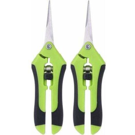 Gabrielle – Sécateur à main professionnel – Lot de 2 ciseaux à élaguer en acier inoxydable – Poignée ergonomique en caoutchouc – Pour coupes précises