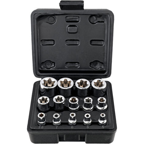 GABRIELLE Set di 14 bussole Torx E, set combinato di utensili per riparazione auto E4-E24