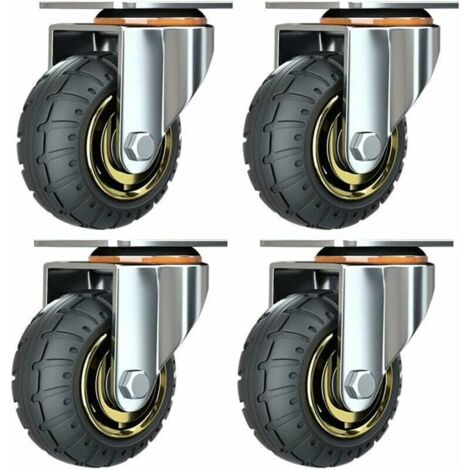 GABRIELLE Set di 4 ruote universali da 3 pollici senza freni Ruote silenziose per carrelli Ruote universali Ruote girevoli da 75 mm Ruote industriali con piastra Ruote da trasporto per mobili