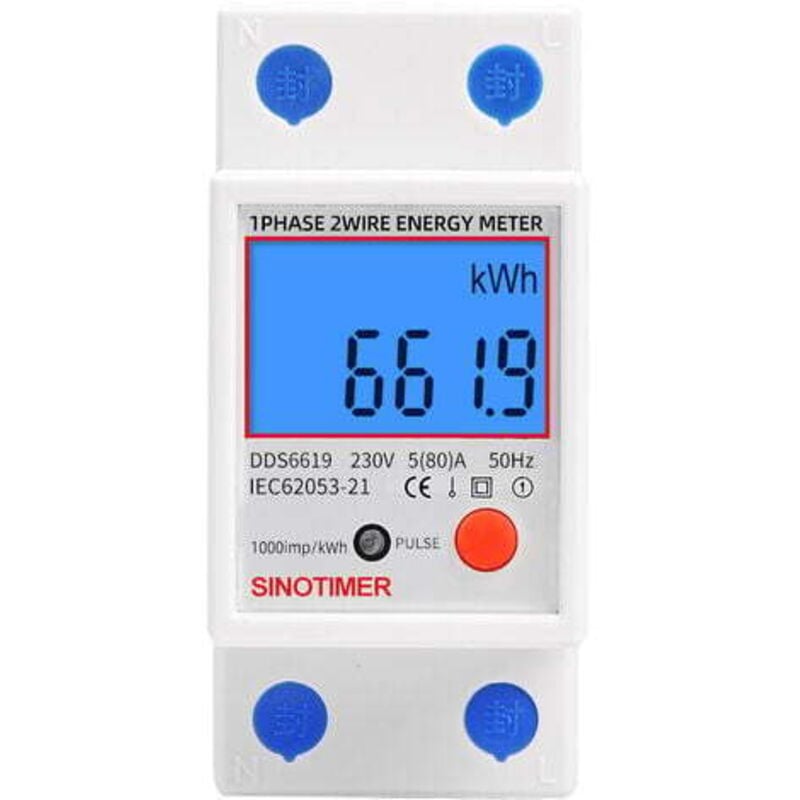 GABRIELLE Sous compteur électrique monophasé, certifié MID, 45A max modulaire, Simple tarif, Affichage LCD
