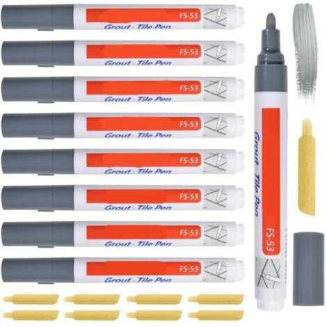 GABRIELLE Stylo Joint Carrelage Gris Clair 8 Pièces Grout Pen Salle De Bain émail Réparation Crayon à Joints Rechange Blanc Pour La Carreaux Et Cuisin