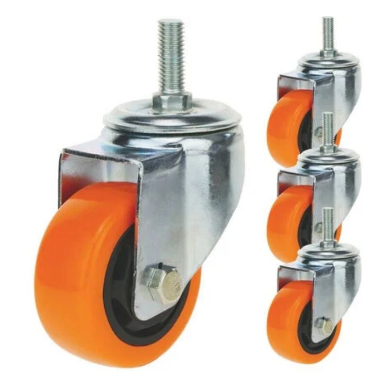 Swivel castors polyurethane industrial wheel without brake 75 mm M12 4-pack - Gabrielle