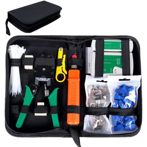 GABRIELLE Tester di rete professionale 9 in 1 Kit di strumenti per la riparazione di cavi di rete e computer LAN Tester di rete Set di strumenti di rete Adatto per il fai da te