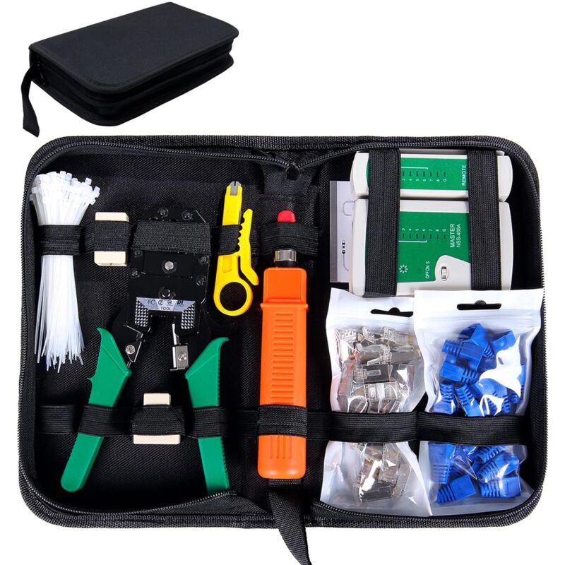 Gabrielle - Testeur de réseau professionnel 9 en 1, câble réseau, kit d'outils de réparation d'ordinateur, testeur de réseau lan, ensemble d'outils
