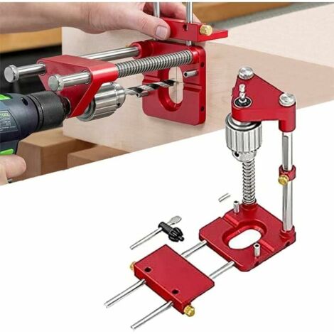 GABRIELLE The Best Drill Locator for Woodworking, Adjustable Hole Punch Locator Drilling Template Guide, Drill Locator Tool for Woodworking - Locator Tool, Door Drilling Template (Red), Starlight